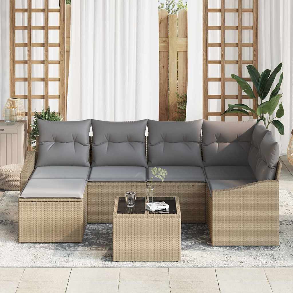 vidaXL Zestaw do jadalni w ogrodzie 7 pcs Beżowy i jasnoszary