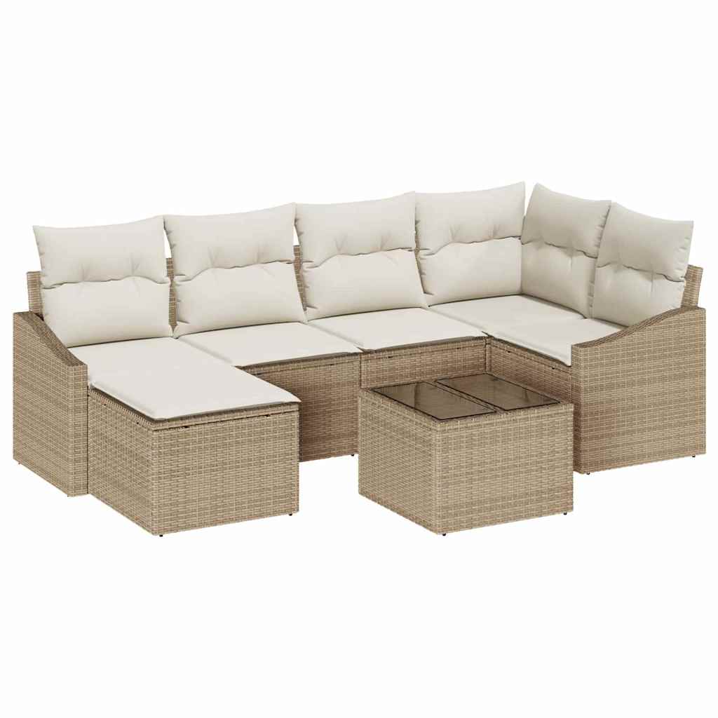 vidaXL Zestaw do jadalni w ogrodzie z poduszką 7 pcs Beżowy i kremowy