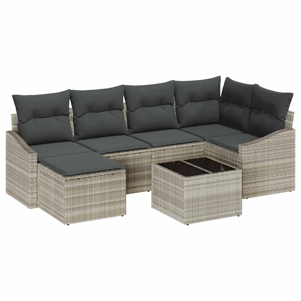 vidaXL Zestaw do jadalni w ogrodzie z poduszką 7 pcs Jasnoszary
