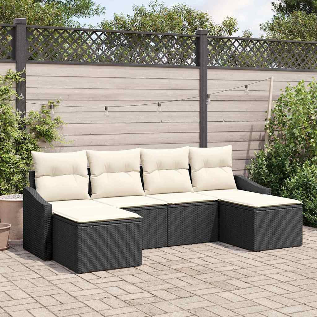 vidaXL Zestaw do jadalni w ogrodzie z poduszką 6 pcs Czarny i kremowy