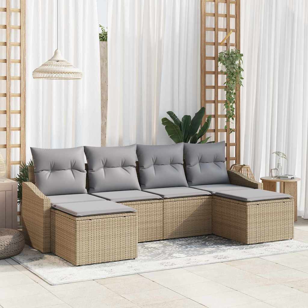 vidaXL Zestaw do jadalni w ogrodzie 6 pcs Beżowy i jasnoszary