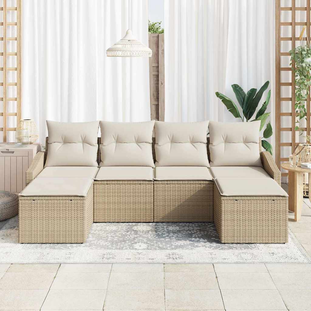 vidaXL Zestaw do jadalni w ogrodzie z poduszką 6 pcs Beżowy i kremowy