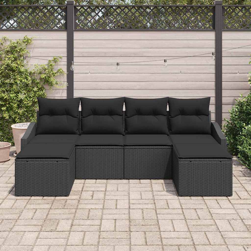 vidaXL Zestaw do jadalni w ogrodzie z poduszką 6 pcs Czarny