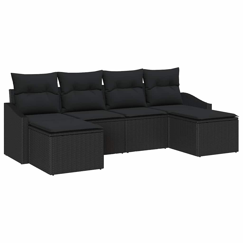vidaXL Zestaw do jadalni w ogrodzie z poduszką 6 pcs Czarny