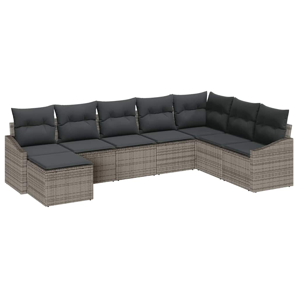 vidaXL Zestaw Sof na Ogród z poduszką 8 pcs Szary polirattan