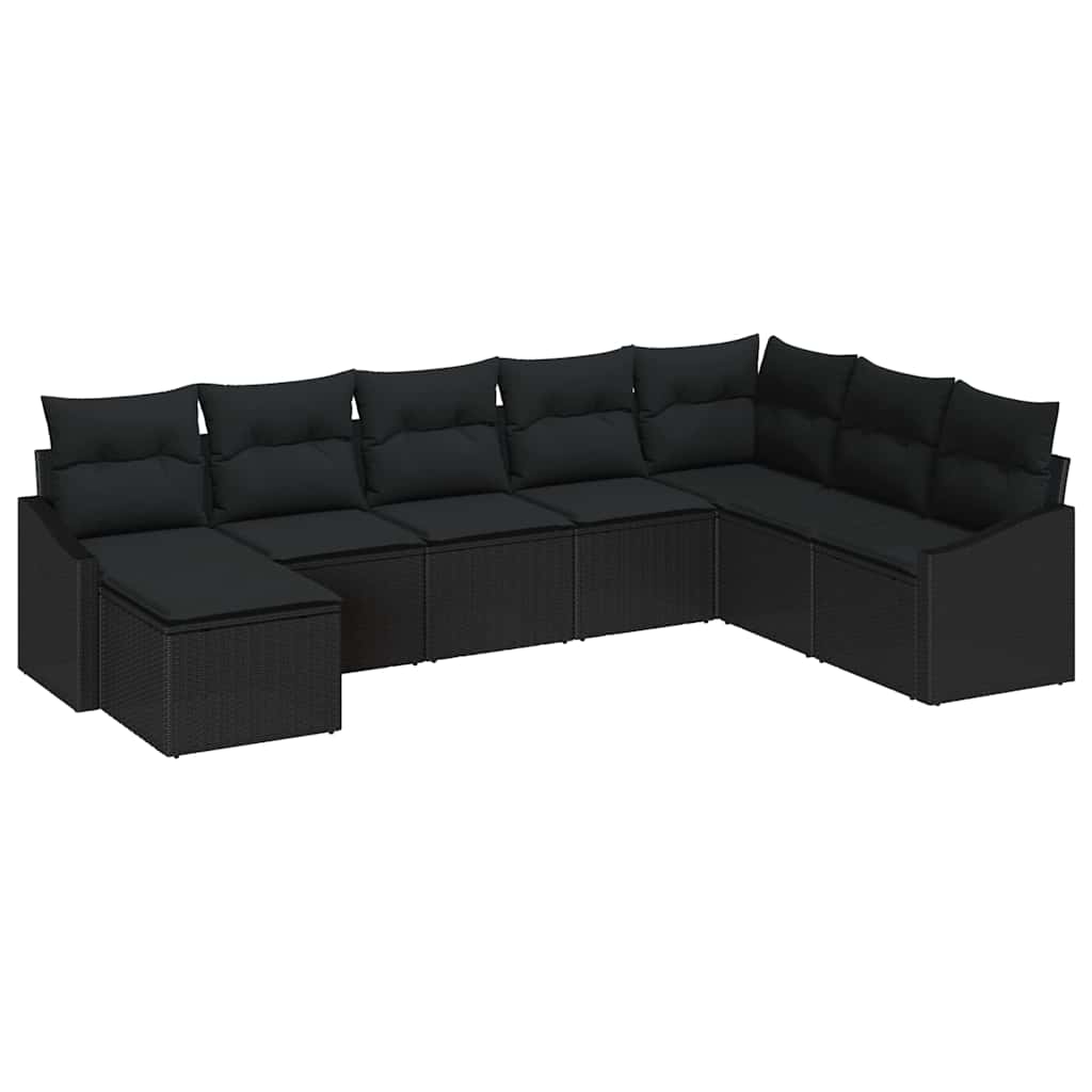 vidaXL Zestaw Sof na Ogród z poduszką 8 pcs Czarny polirattan