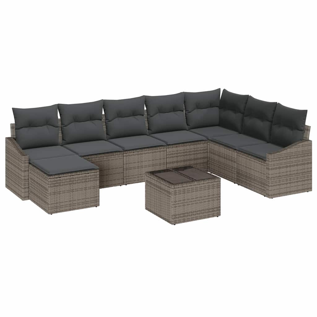 vidaXL Zestaw Sof na Ogród z poduszką 8 pcs Jasnoszary polirattan