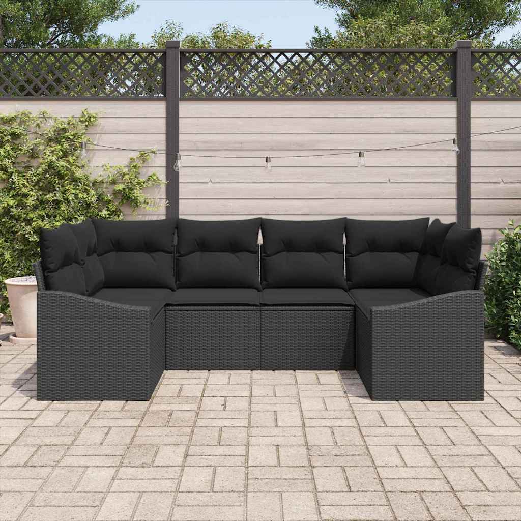 vidaXL Zestaw Sof na Ogród z przechowywaniem 6 pcs Czarny polirattan