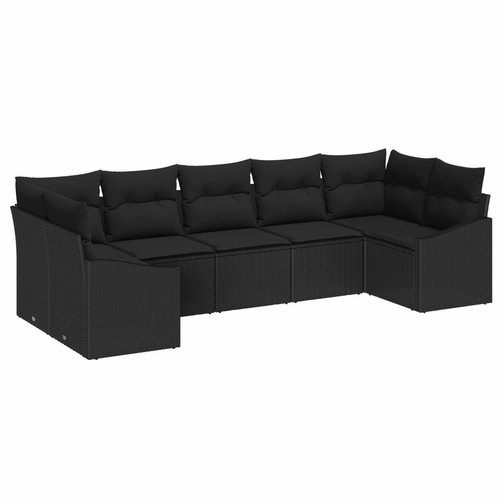 vidaXL Zestaw Sof na Ogród z przechowywaniem 7 pcs Czarny polirattan
