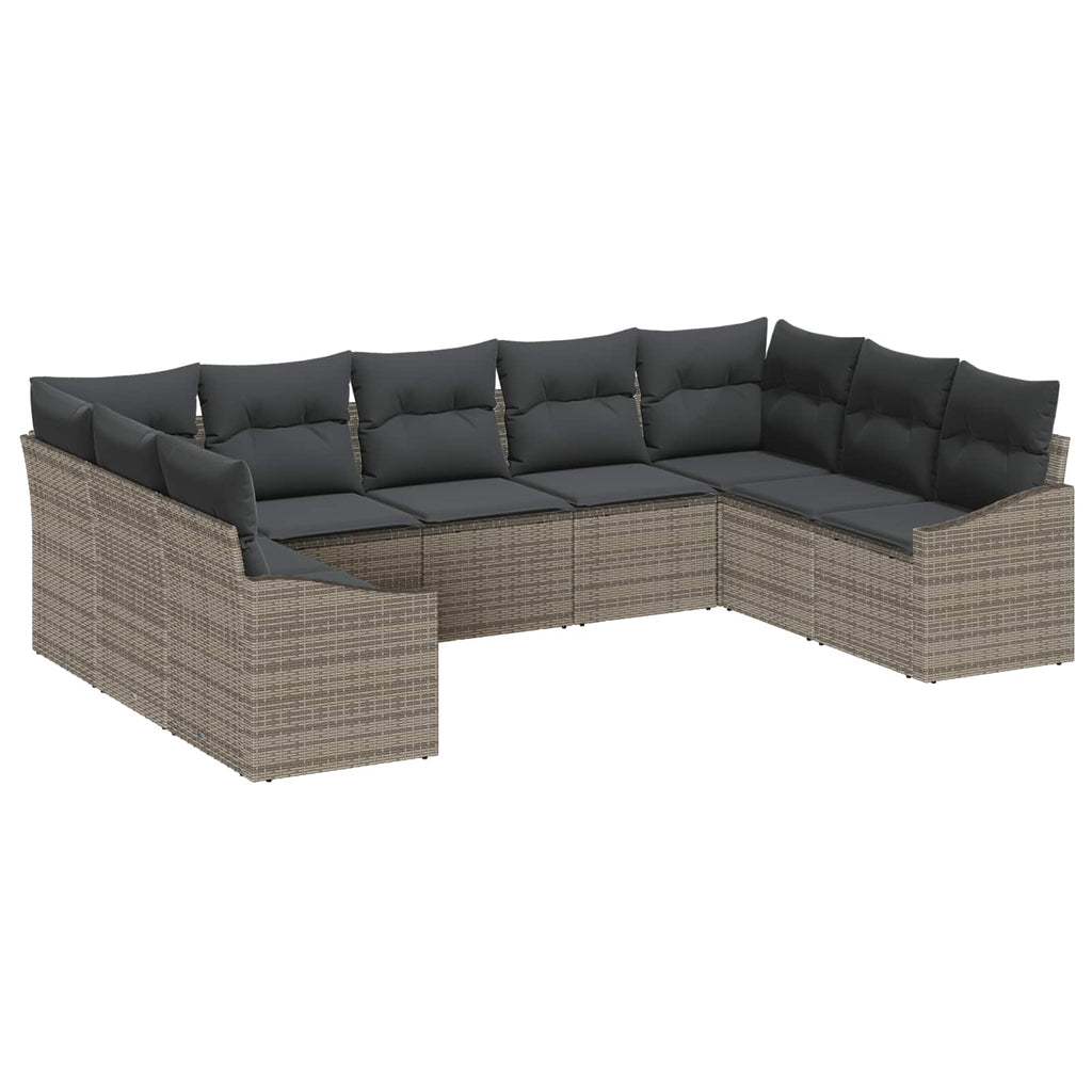vidaXL Zestaw Sof na Ogród z przechowywaniem 9 pcs Szary polirattan