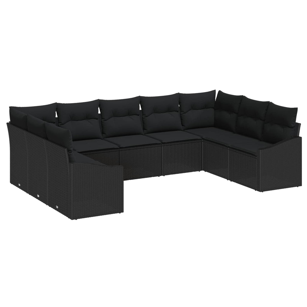 vidaXL Zestaw Sof na Ogród z przechowywaniem 9 pcs Czarny polirattan