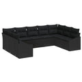 vidaXL Zestaw Sof na Ogród z przechowywaniem 9 pcs Czarny polirattan