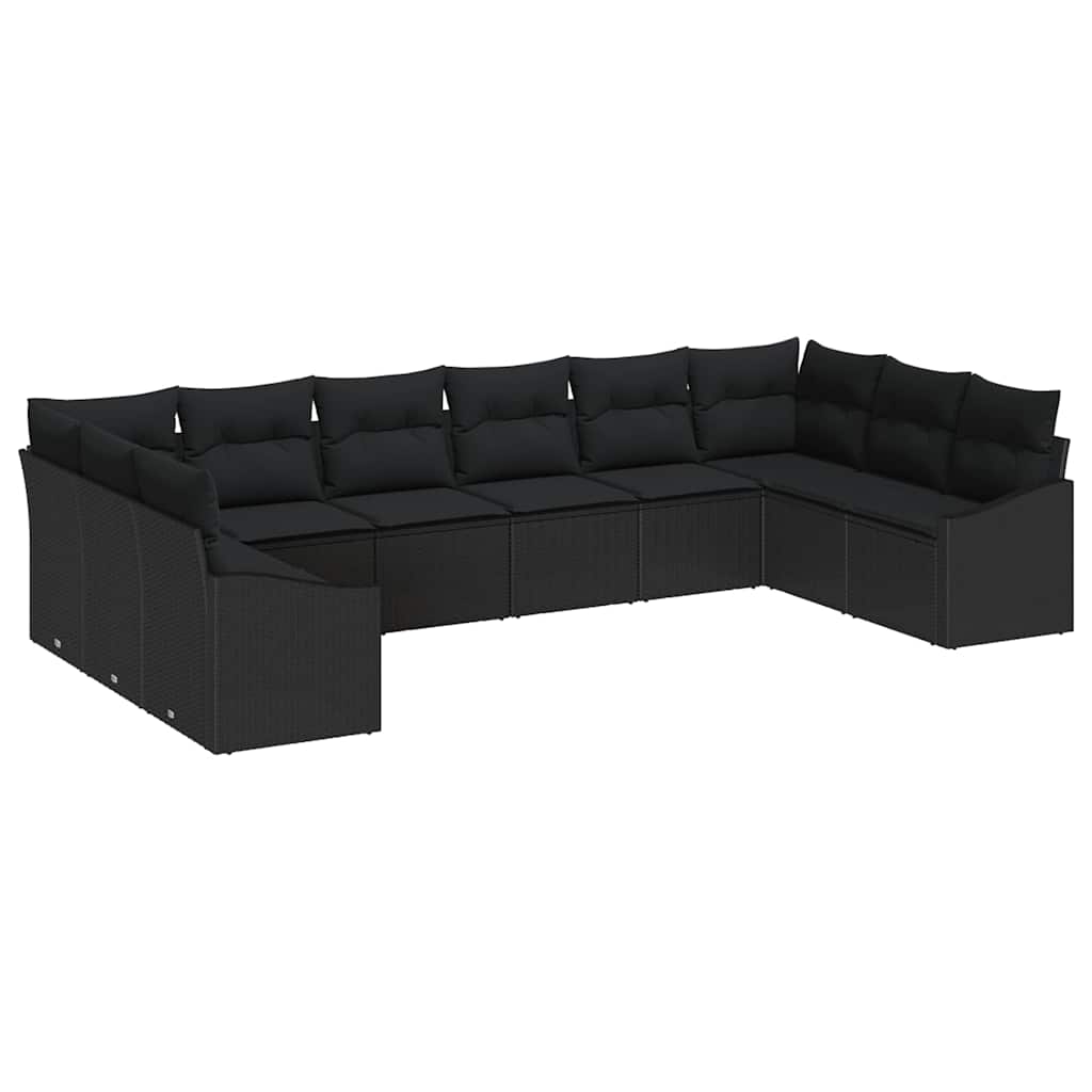 vidaXL Zestaw Sof na Ogród z przechowywaniem 10 pcs Czarny polirattan