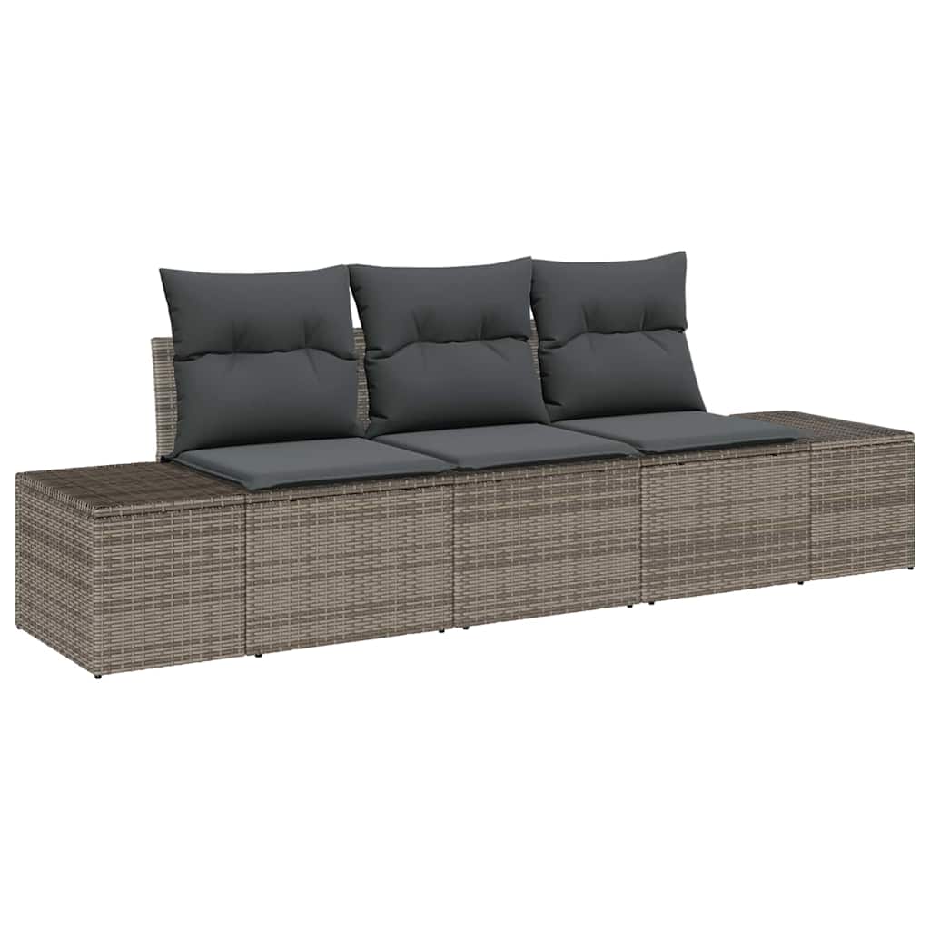 vidaXL Zestaw Sof na Ogród z przechowywaniem 3 pcs Szary polirattan