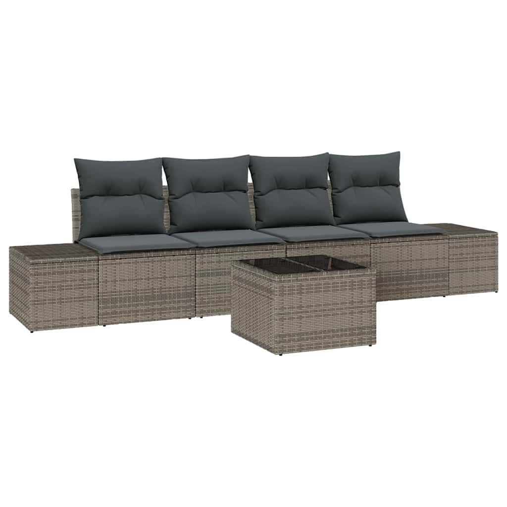 vidaXL Zestaw Sof na Ogród z poduszką 5 pcs Szary polirattan