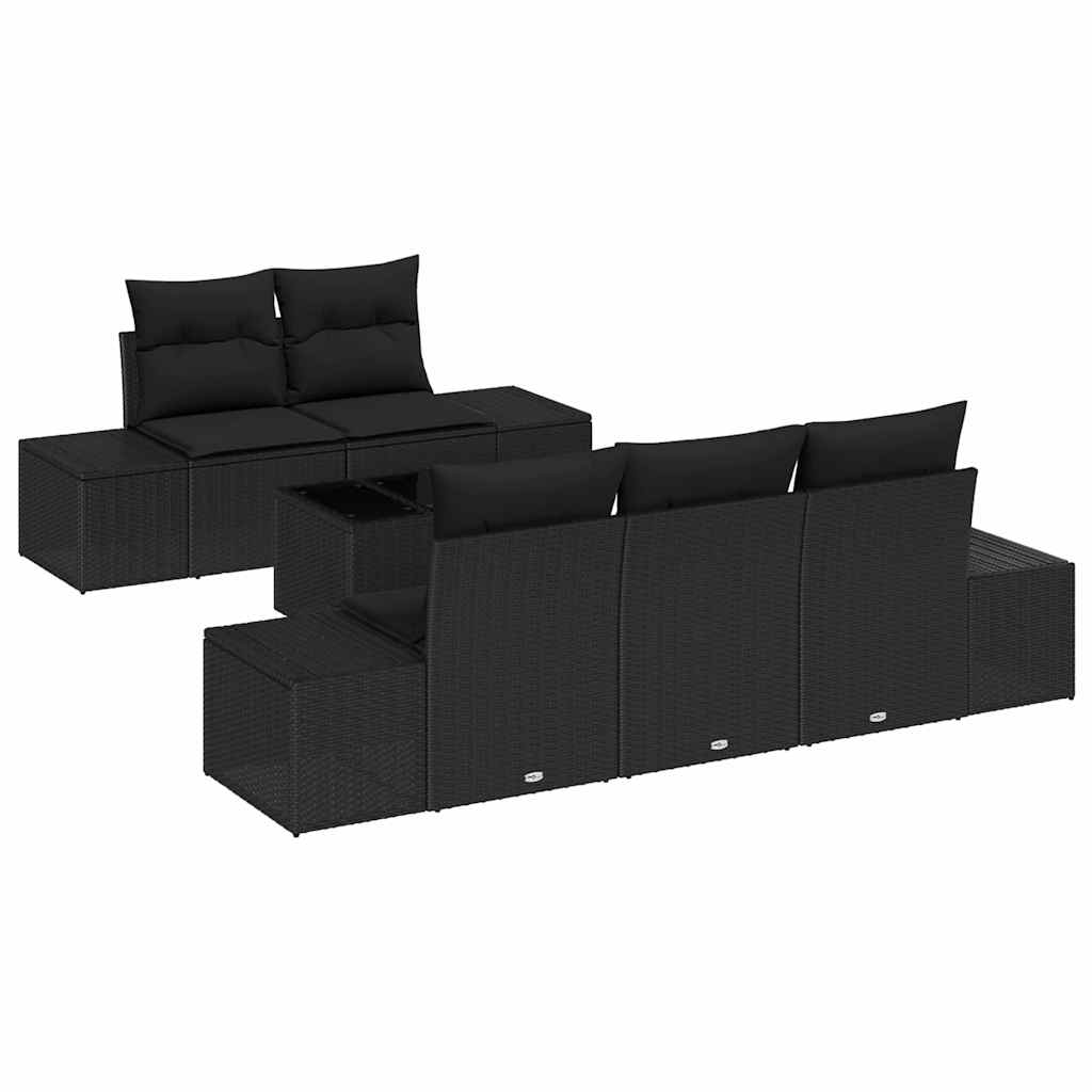 vidaXL Zestaw Sof na Ogród z poduszką 6 pcs Czarny polirattan
