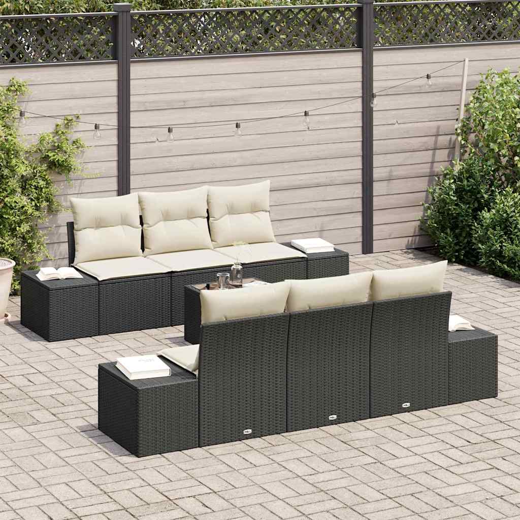 vidaXL Zestaw Sof na Ogród 8 pcs Czarny i kremowy polirattan