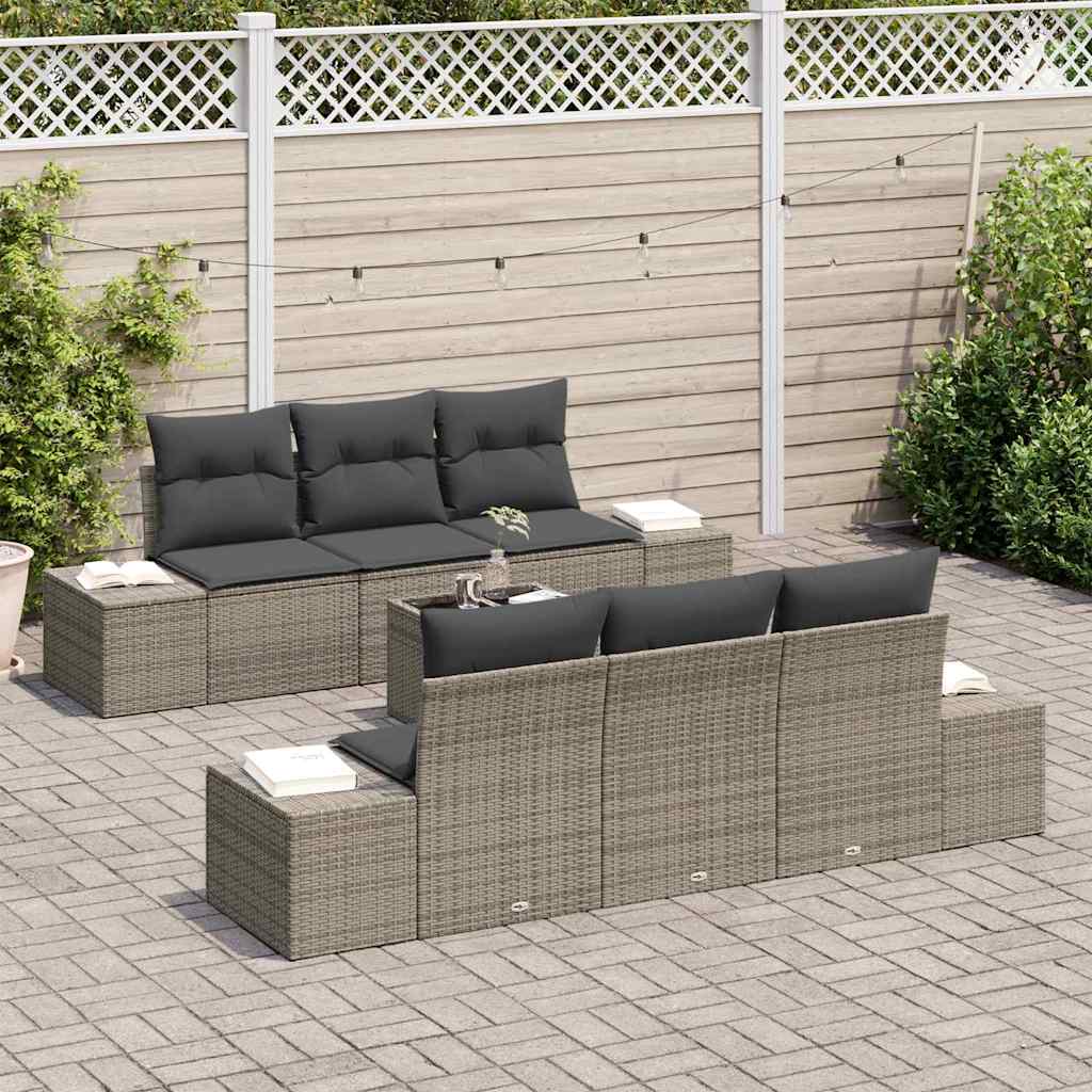 vidaXL Zestaw Sof na Ogród z poduszką 8 pcs Szary polirattan