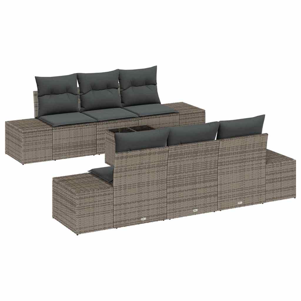 vidaXL Zestaw Sof na Ogród z poduszką 8 pcs Szary polirattan