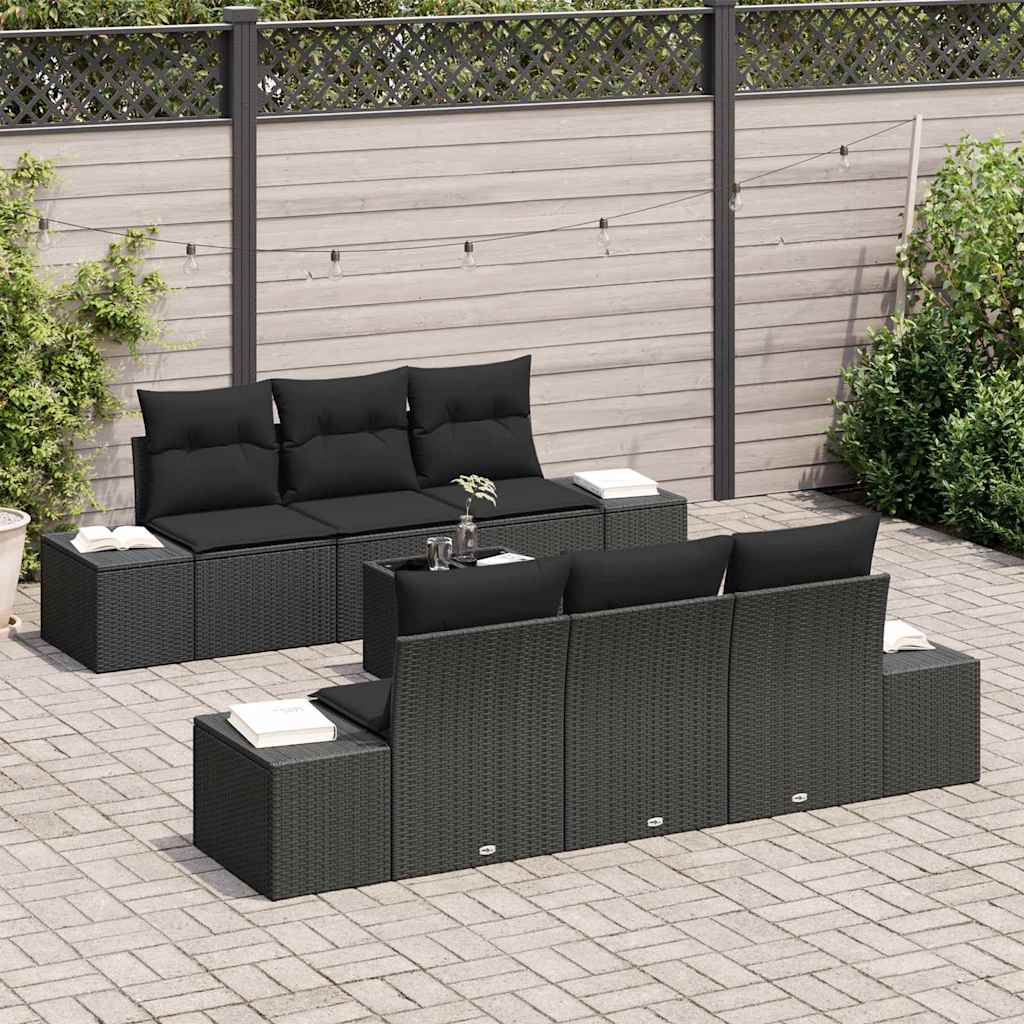 vidaXL Zestaw Sof na Ogród z poduszką 8 pcs Czarny polirattan