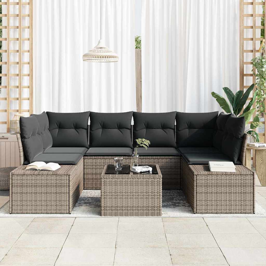 vidaXL Zestaw Sof na Ogród z poduszką 8 pcs Szary polirattan