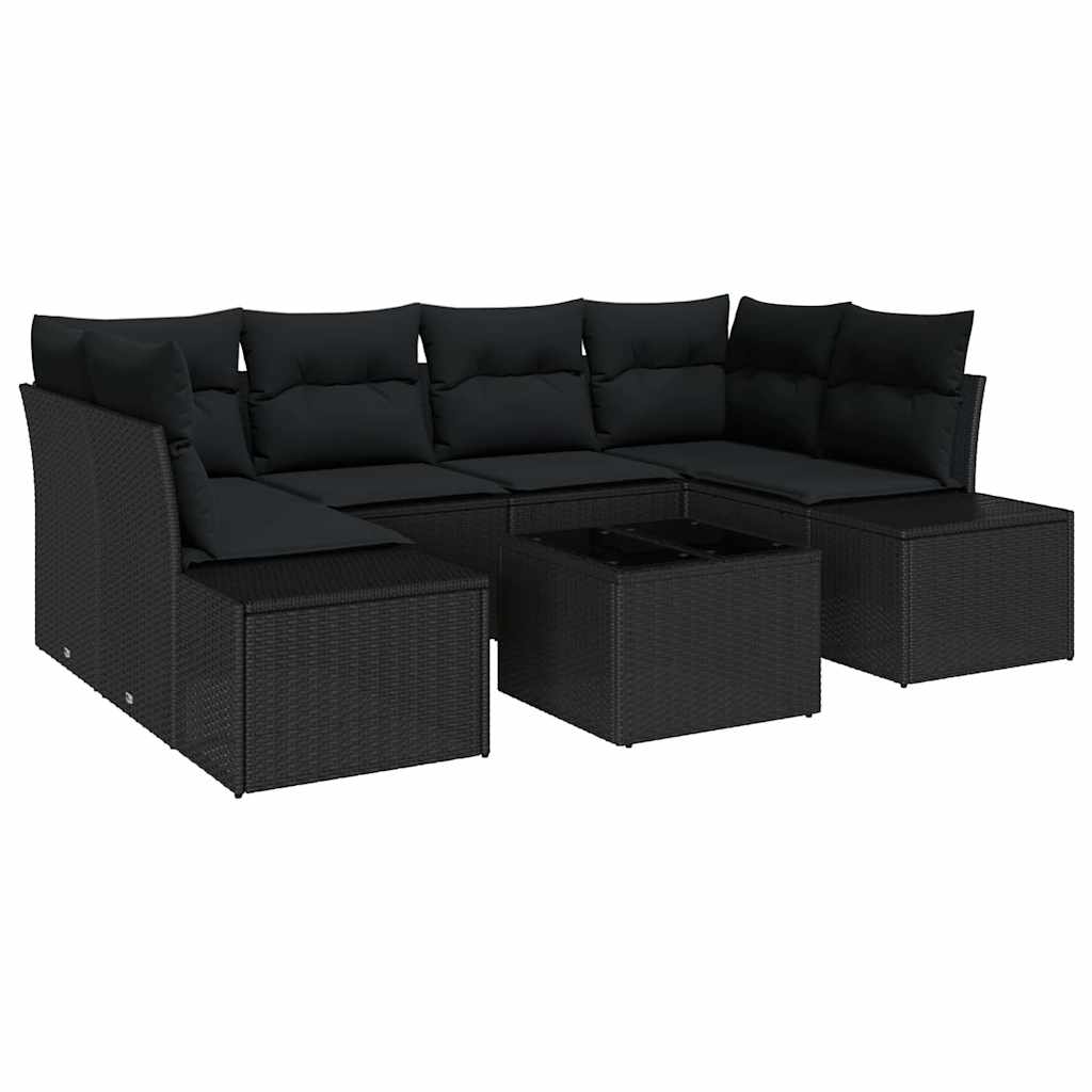 vidaXL Zestaw Sof na Ogród z poduszką 8 pcs Czarny polirattan