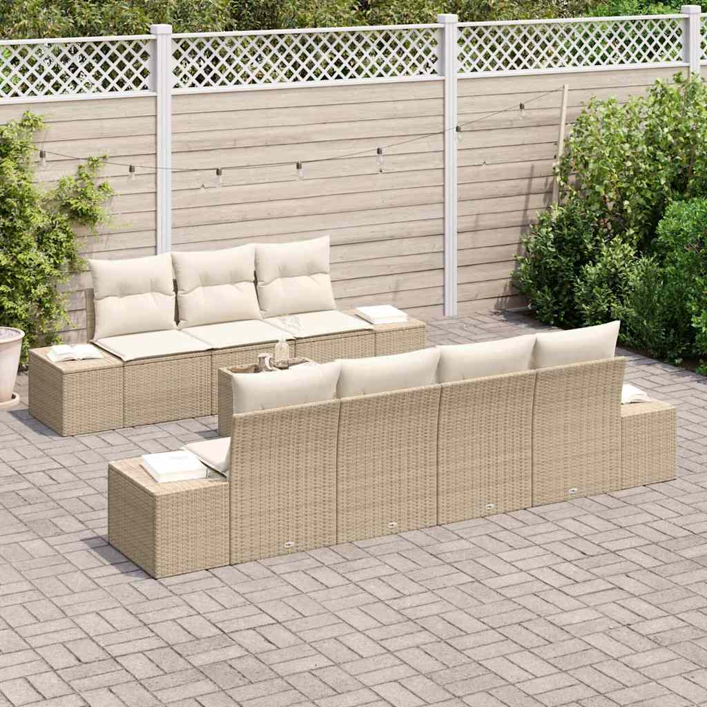 vidaXL Zestaw Sof na Ogród 8 pcs Beżowy i kremowy polirattan