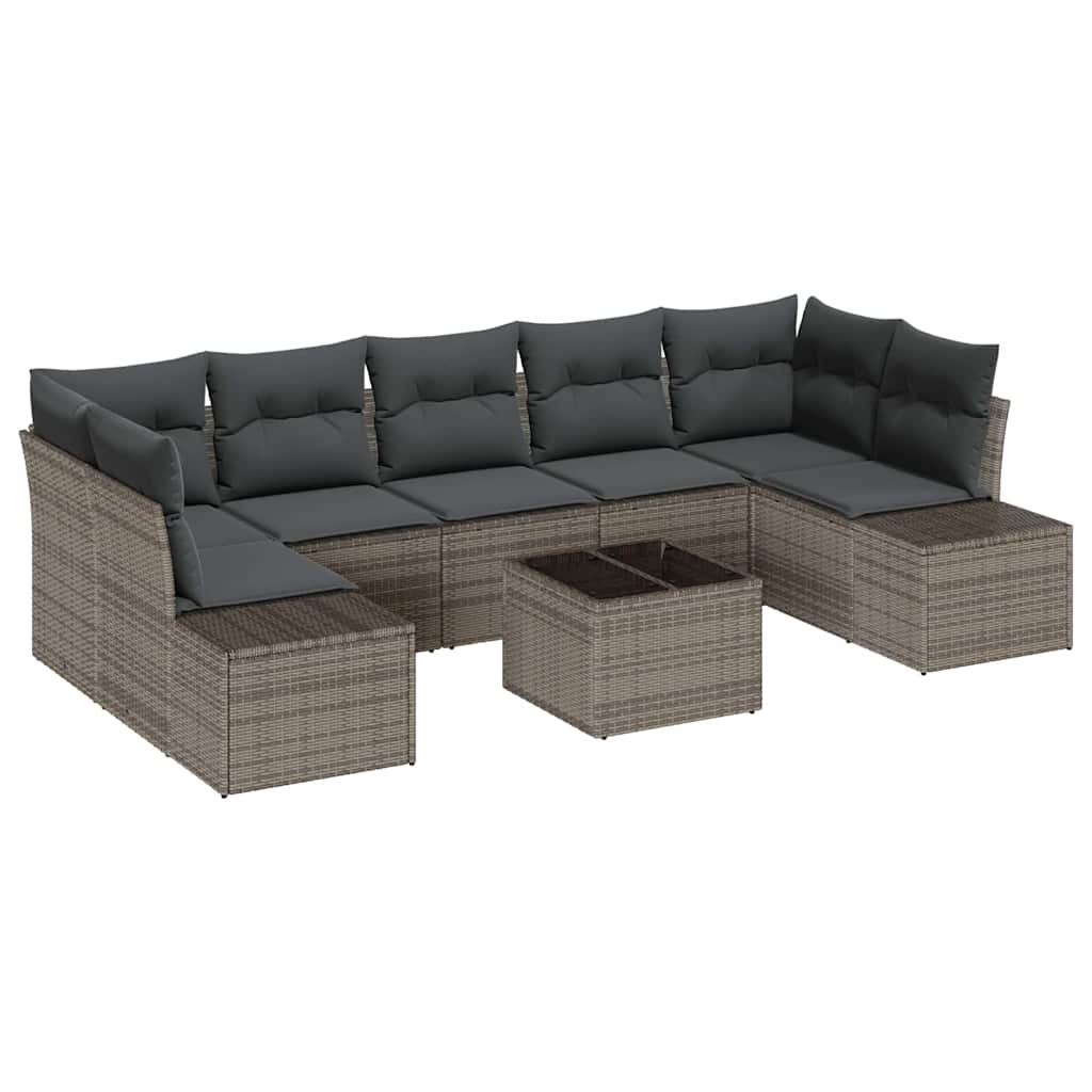 vidaXL Zestaw Sof na Ogród z poduszką 8 pcs Szary polirattan