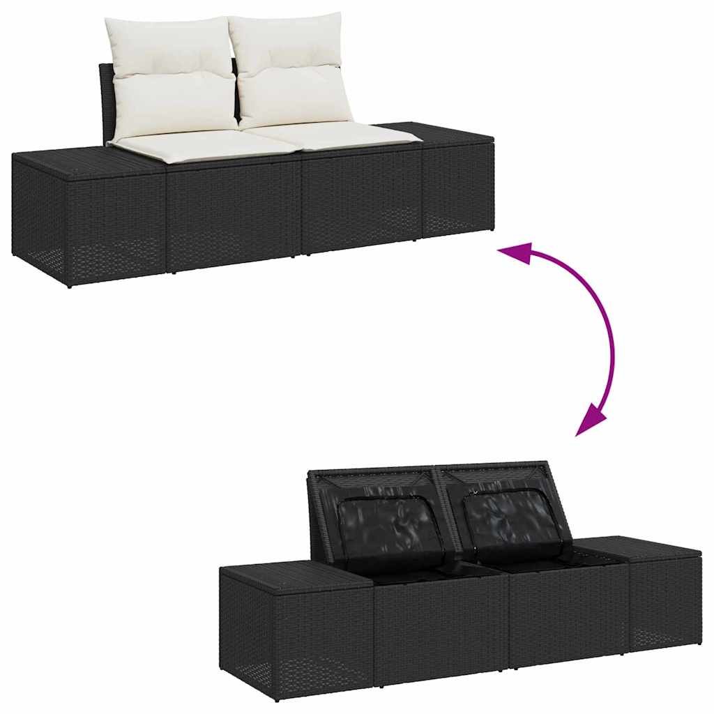 vidaXL Zestaw Sof na Ogród 9 pcs Czarny i kremowy polirattan