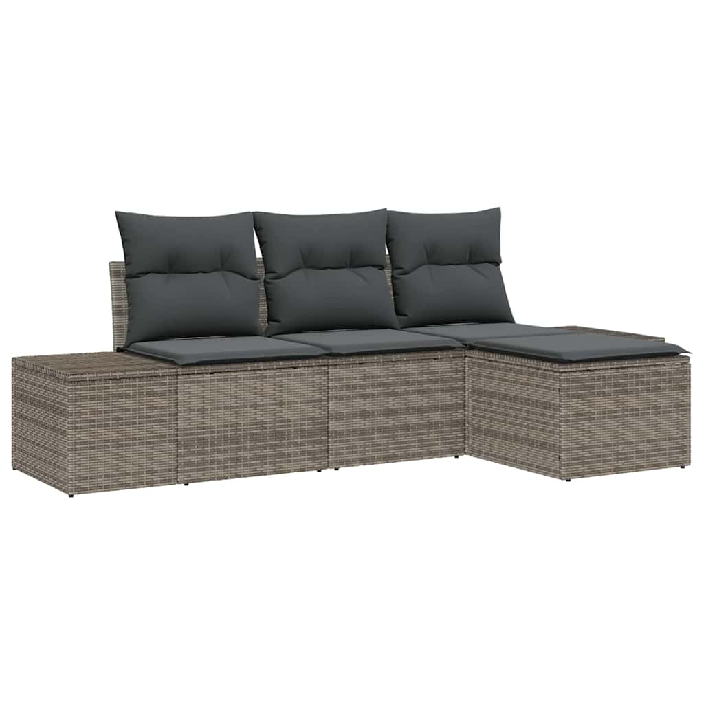 vidaXL Zestaw Sof na Ogród z poduszką 4 pcs Szary polirattan