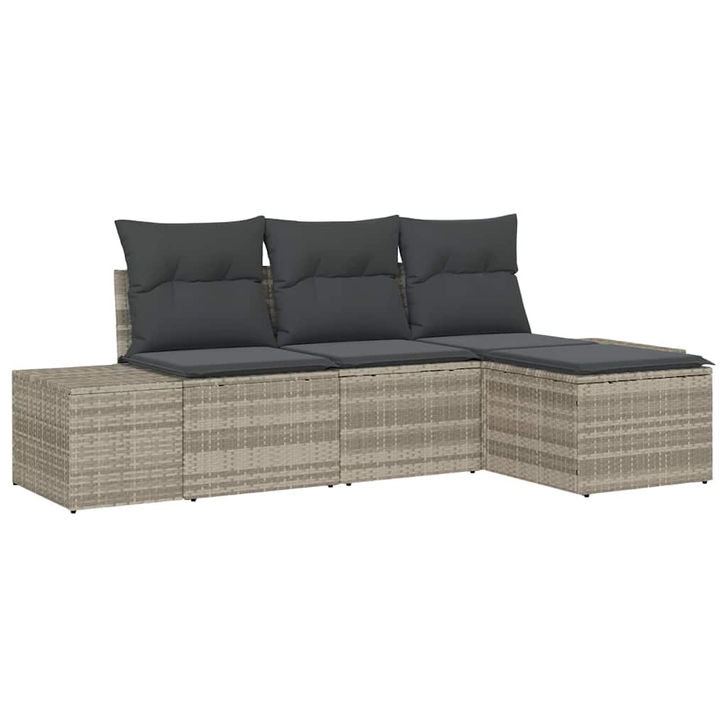 vidaXL Zestaw Sof na Ogród z poduszką 4 pcs Jasnoszary polirattan