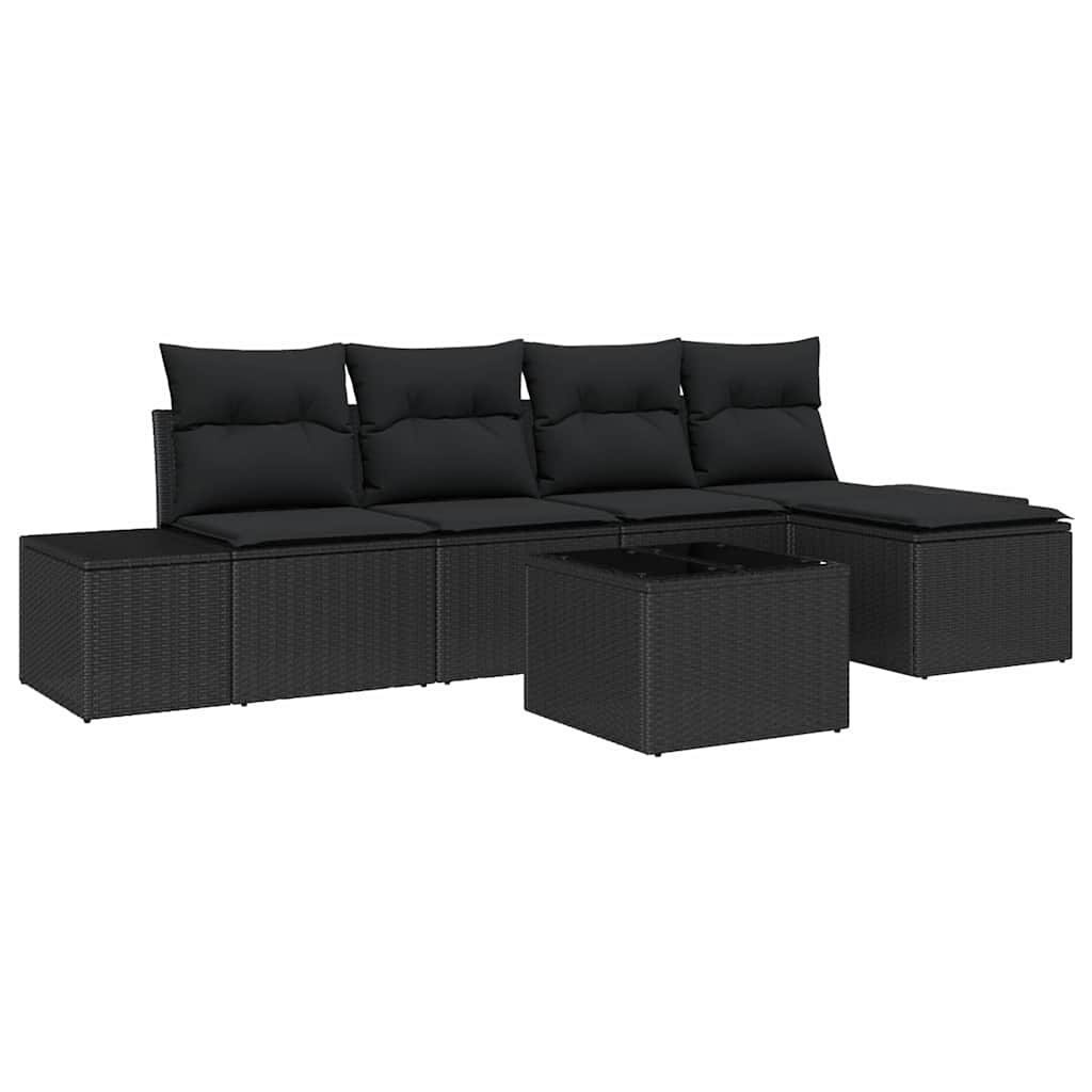 vidaXL Zestaw Sof na Ogród z poduszką 5 pcs Czarny polirattan