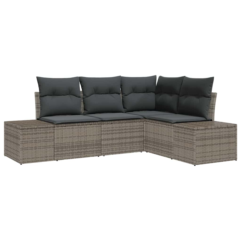 vidaXL Zestaw Sof na Ogród z przechowywaniem 4 pcs Szary polirattan