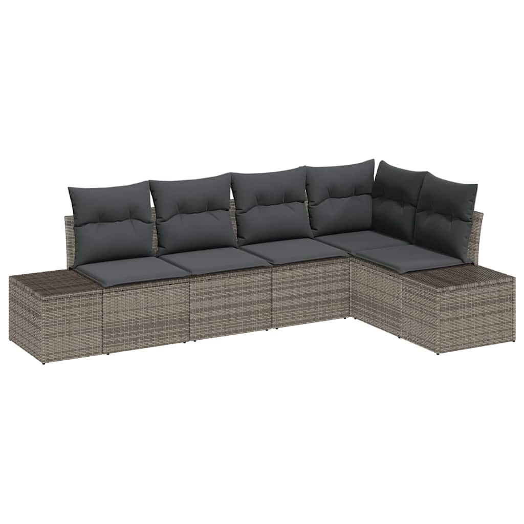 vidaXL Zestaw Sof na Ogród z przechowywaniem 5 pcs Szary polirattan