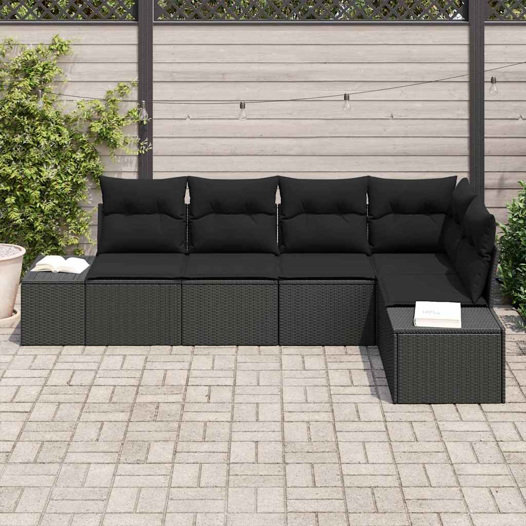 vidaXL Zestaw Sof na Ogród z przechowywaniem 5 pcs Czarny polirattan