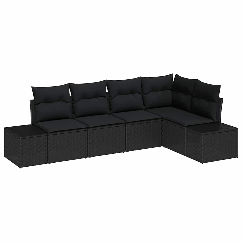vidaXL Zestaw Sof na Ogród z przechowywaniem 5 pcs Czarny polirattan