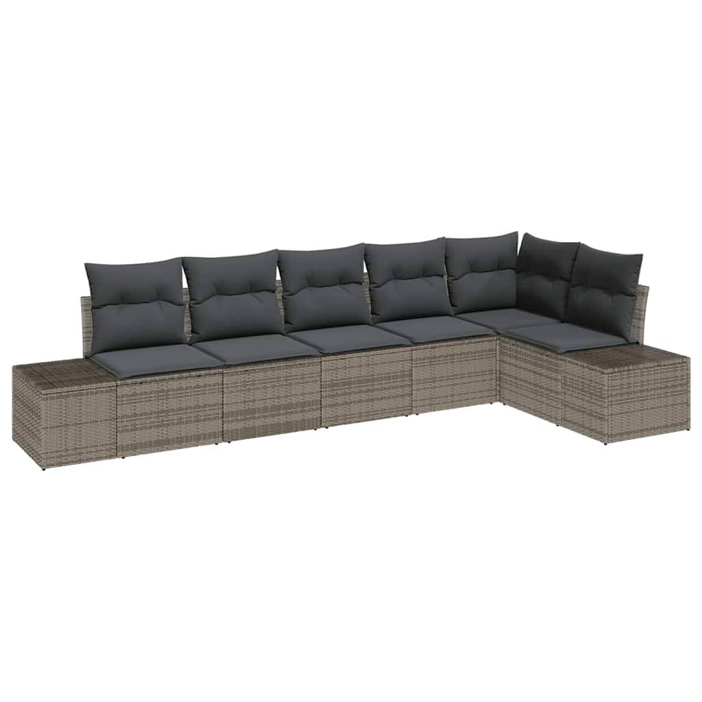 vidaXL Zestaw Sof na Ogród z przechowywaniem 6 pcs Szary polirattan