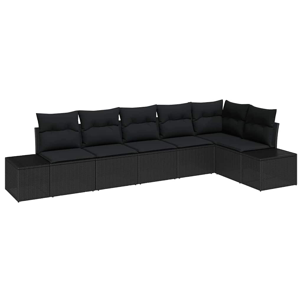 vidaXL Zestaw Sof na Ogród z przechowywaniem 6 pcs Czarny polirattan