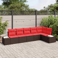 vidaXL Zestaw Sof na Ogród 6 szt. Brązowy i czerwony polirattan