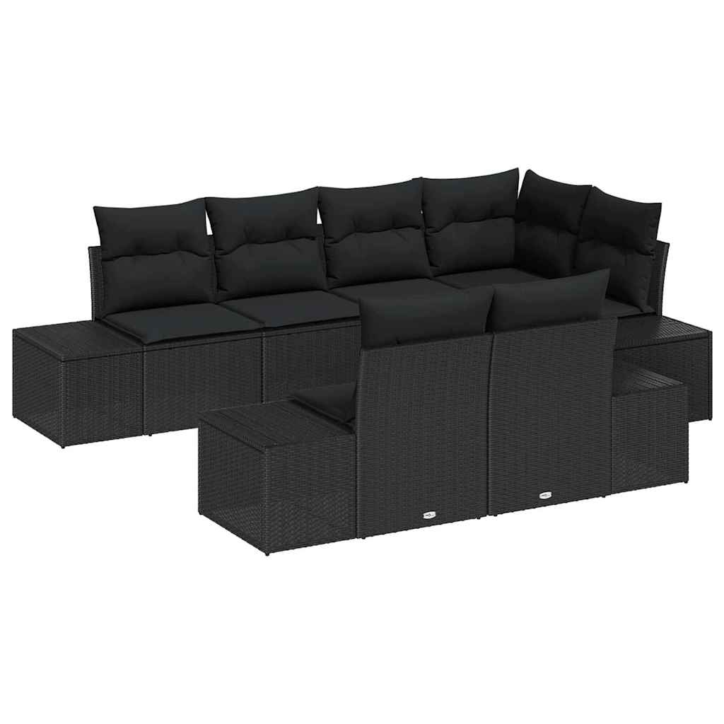 vidaXL Zestaw Sof na Ogród z przechowywaniem 7 pcs Czarny polirattan