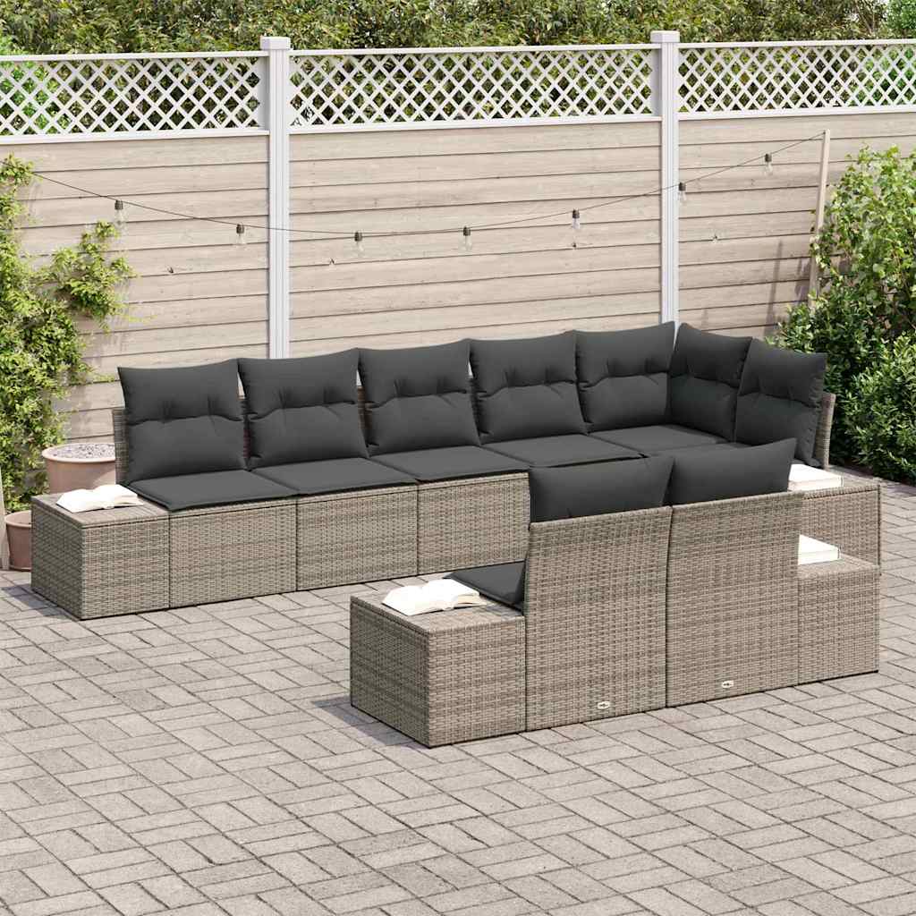vidaXL Zestaw Sof na Ogród z przechowywaniem 8 pcs Szary Polirattan