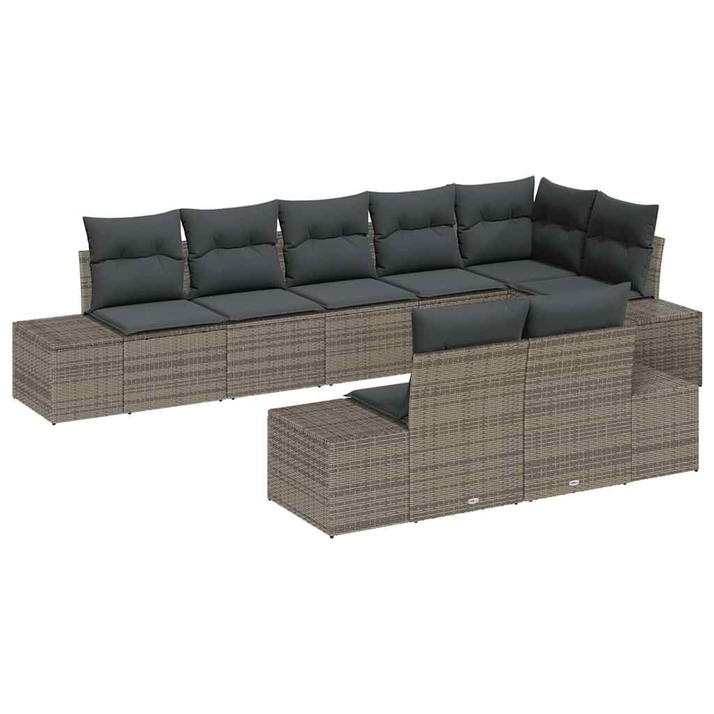 vidaXL Zestaw Sof na Ogród z przechowywaniem 8 pcs Szary Polirattan