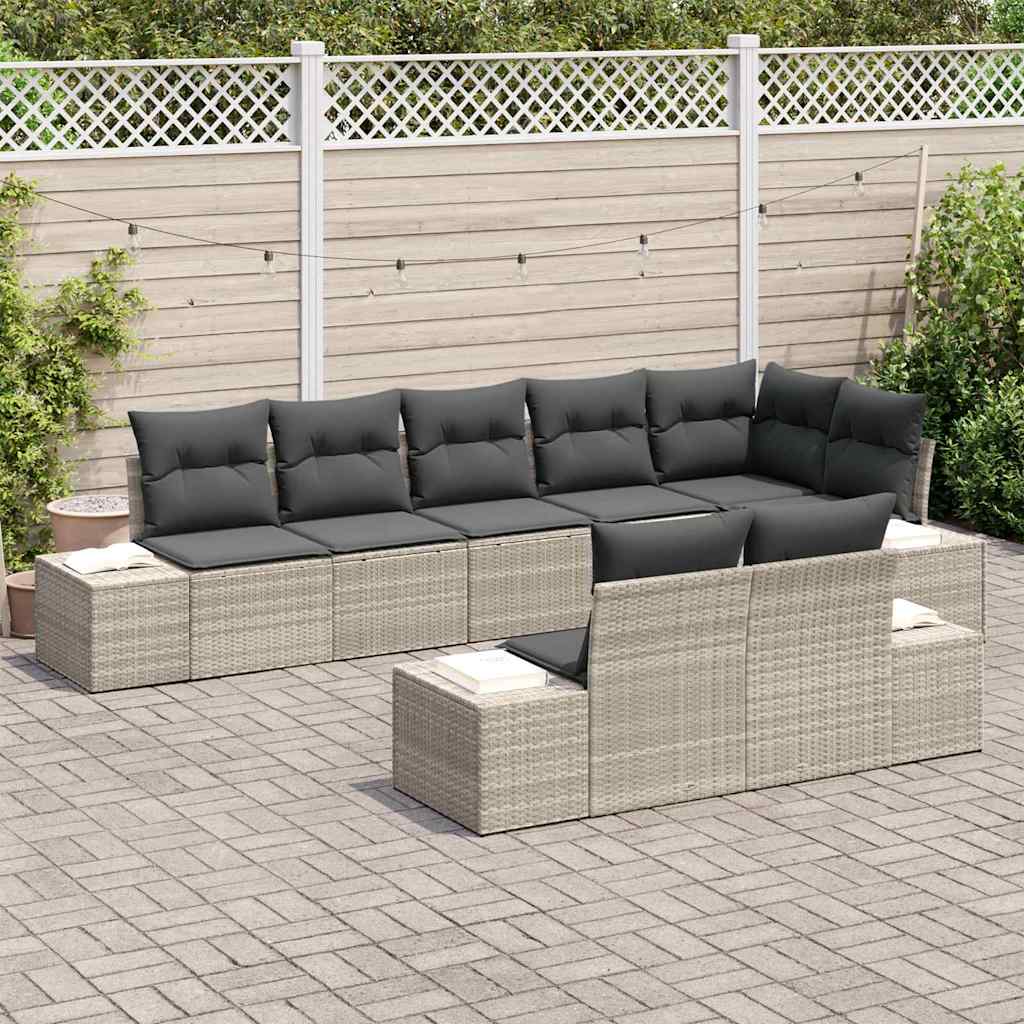 vidaXL Zestaw Sof na Ogród 8 pcs Jasnoszary Polirattan
