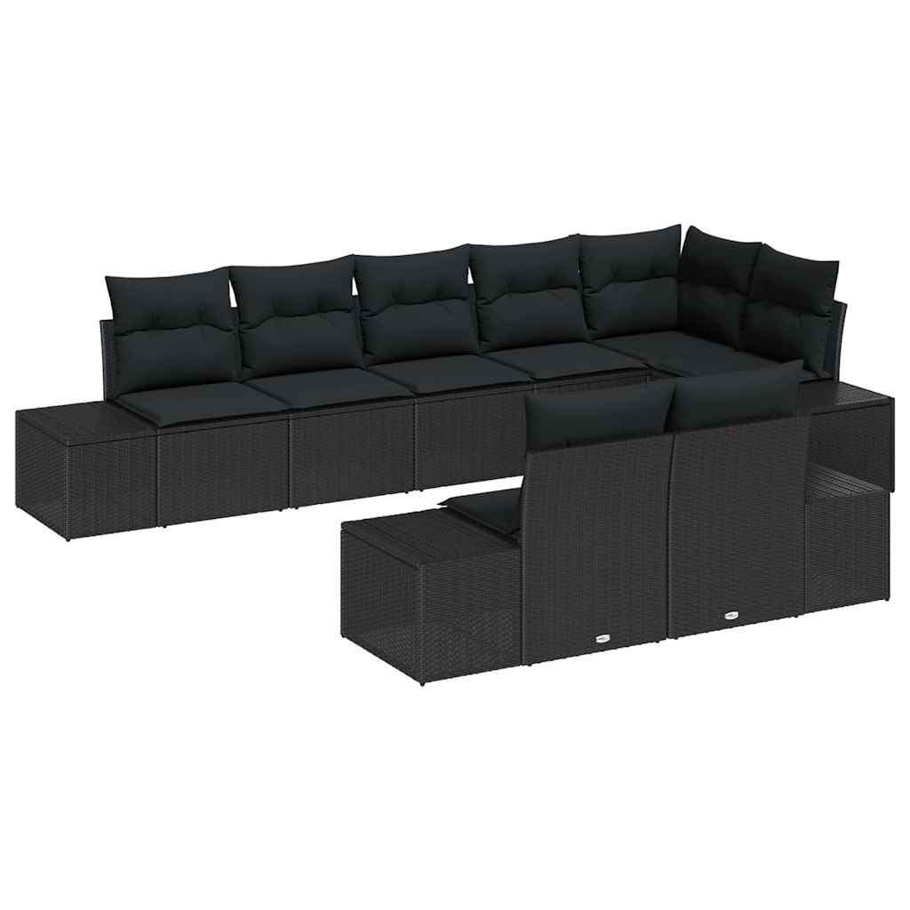 vidaXL Zestaw Sof na Ogród z przechowywaniem 8 pcs Czarny Polirattan
