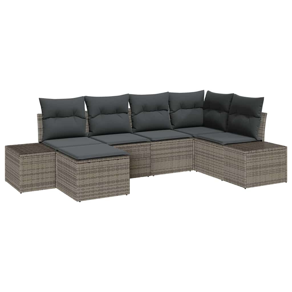 vidaXL Zestaw Sof na Ogród z poduszką 6 pcs Szary polirattan