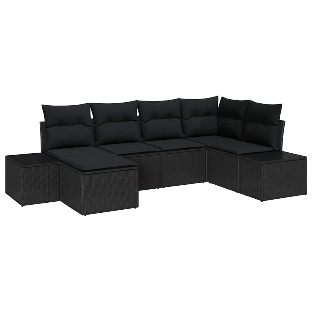 vidaXL Zestaw Sof na Ogród z poduszką 6 pcs Czarny polirattan