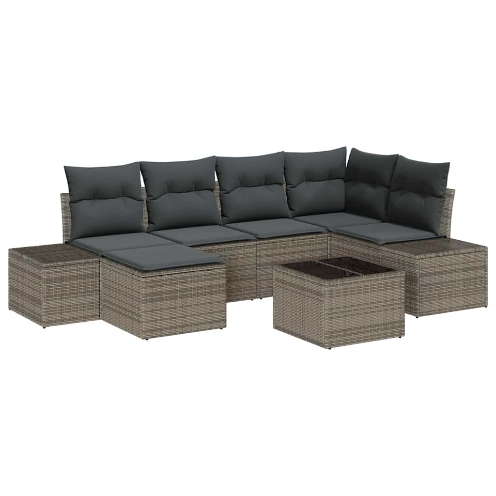 vidaXL Zestaw Sof na Ogród z poduszką 6 pcs Szary polirattan