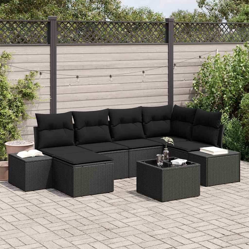 vidaXL Zestaw Sof na Ogród z poduszką 6 pcs Czarny polirattan