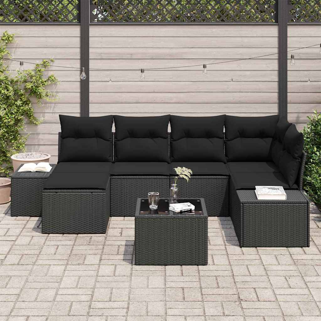 vidaXL Zestaw Sof na Ogród z poduszką 6 pcs Czarny polirattan