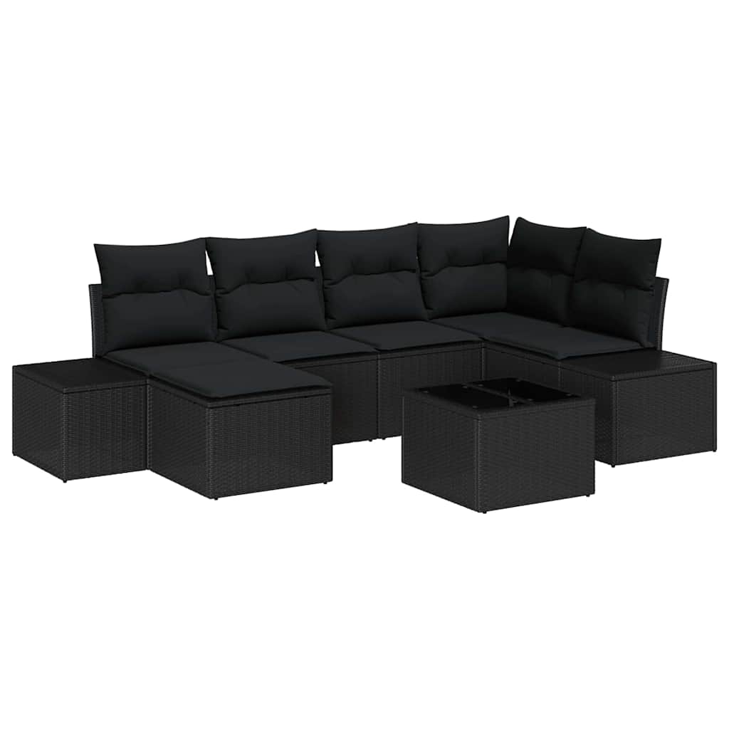 vidaXL Zestaw Sof na Ogród z poduszką 6 pcs Czarny polirattan